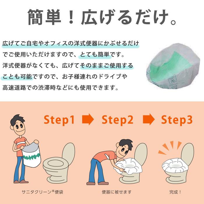 非常用 簡易トイレ サニタクリーン 洋式便器用セット2 トイレセット 便袋10枚入 簡単トイレ 簡易トイレ 便袋 スペア袋 断水 必要なもの 防災グッズ｜bousai｜03