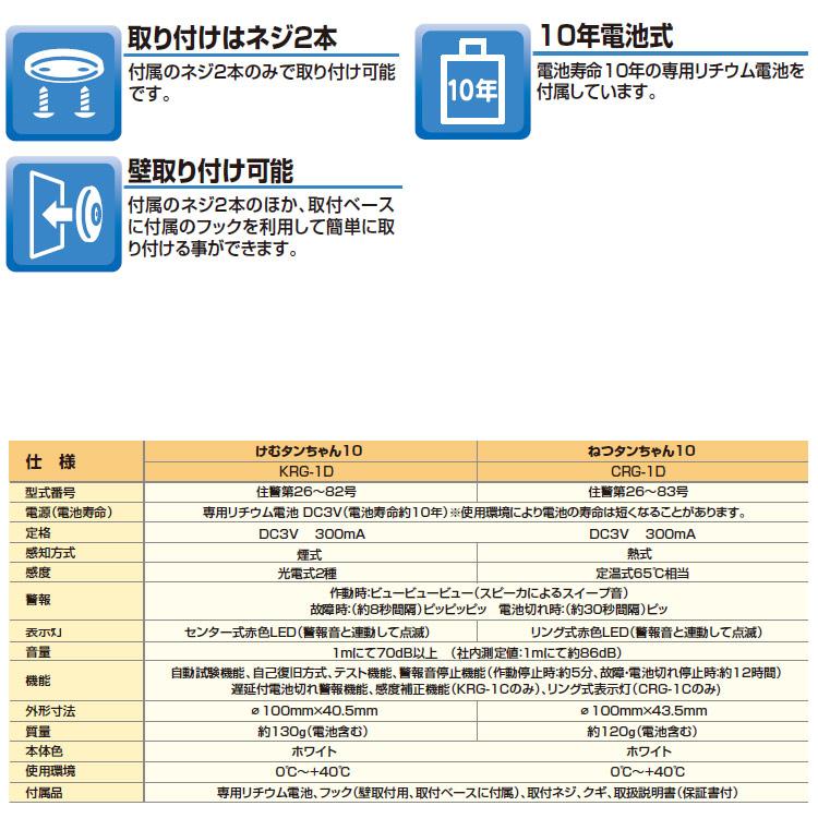 爆買 ニッタン 熱感知器 ねつタンちゃん CRG-1D 定温式 住宅用火災警報