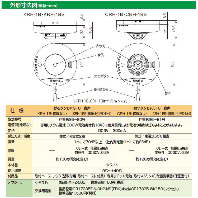 ニッタン 熱感知器 ねつタンちゃん CRH-1B 定温式 住宅用火災警報器