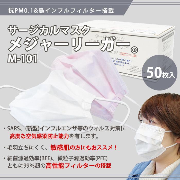 マスク 不織布 サージカルマスク メジャーリーガー M-101 ホワイト