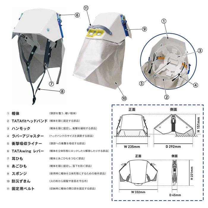 防災ずきん付き 折りたたみ式ヘルメット タタメットズキン3 防災