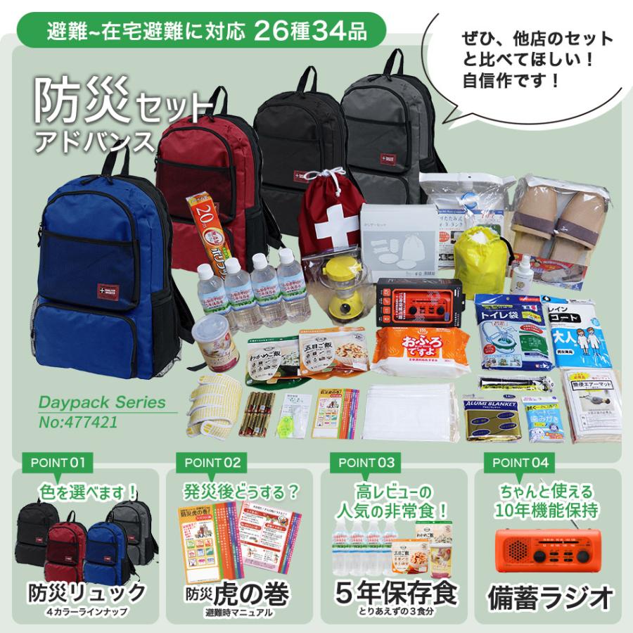 防災セット アドバンス 非常用持ち出し品内容充実の26種34品入 防災士