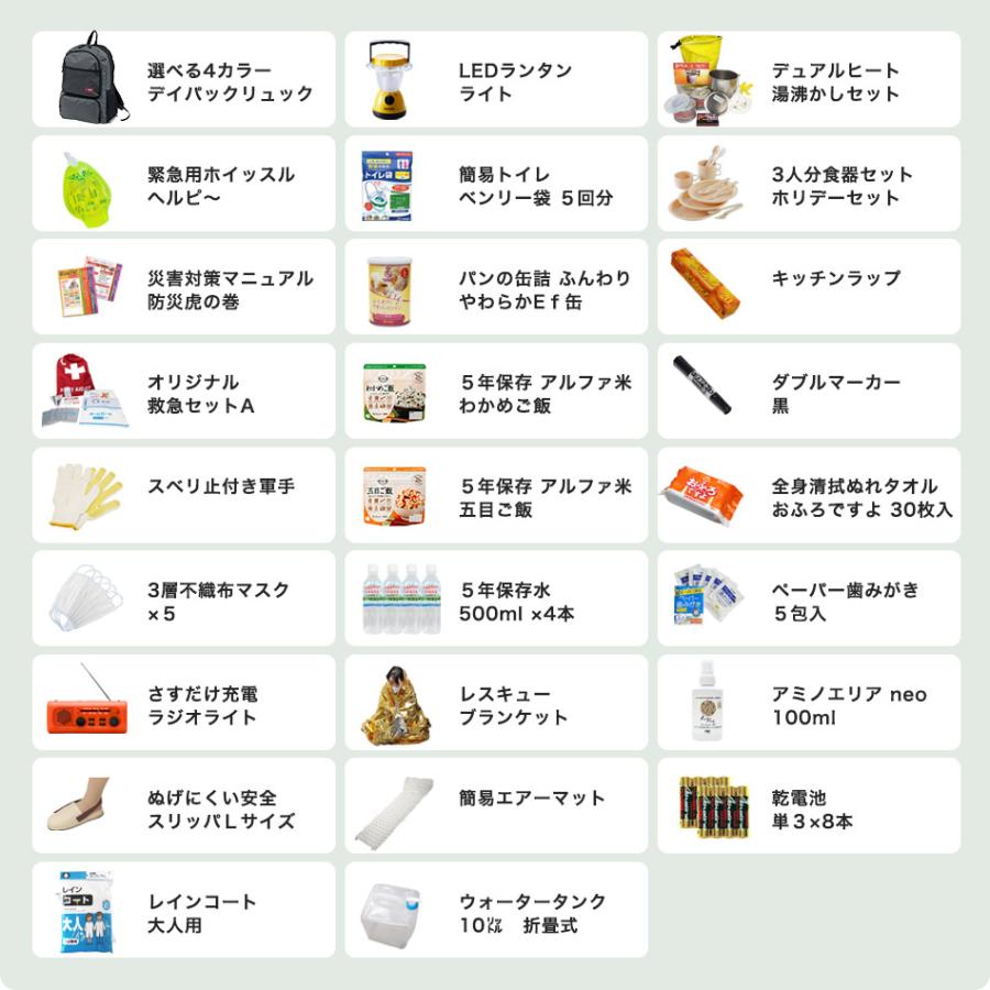 爆買 防災セット アドバンス 非常用持ち出し品内容充実の26種34品入