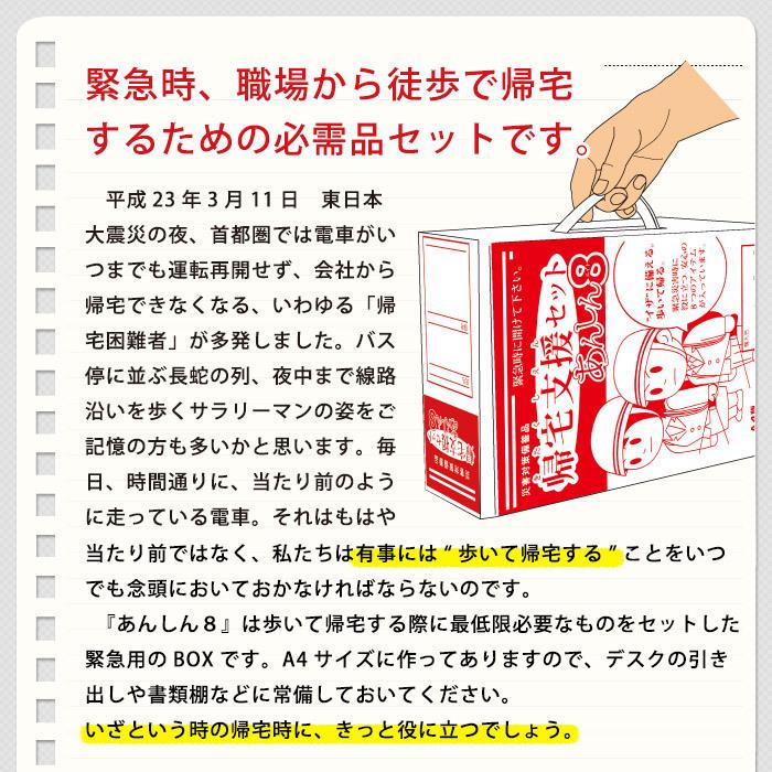 帰宅困難者支援セット あんしん8 送料無料 あんしんエイト 防災