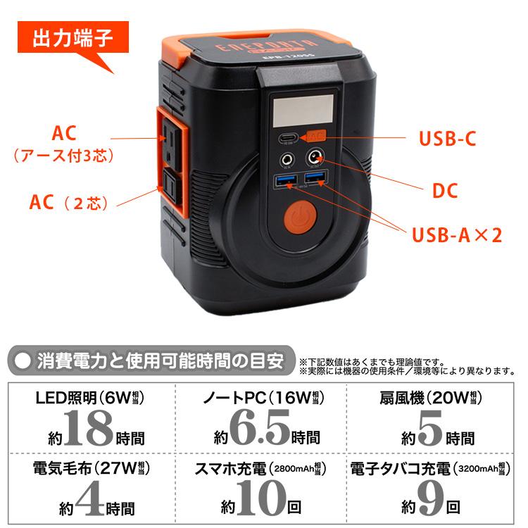 非常用電源 簡単ポータブル電源 ソーラーパネルセット EPB-120SS コンパクト 災害備蓄 防災電源 エネポルタ｜bousai｜04