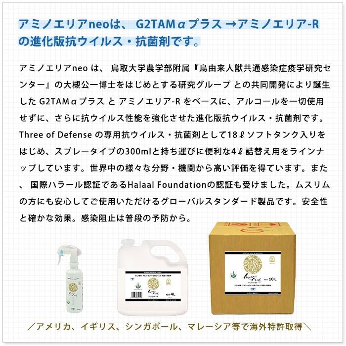 アミノエリア-neo 詰替用18Lソフトタンク 抗ウイルス・抗菌剤 アルコールフリー 10年保存 AMA-N-18R COVID-19の画像