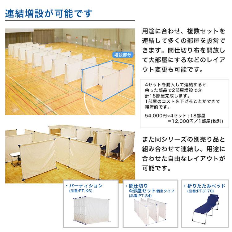 イーストアイ 災害避難所用間仕切り4部屋セット PT-P4 簡易間仕切り