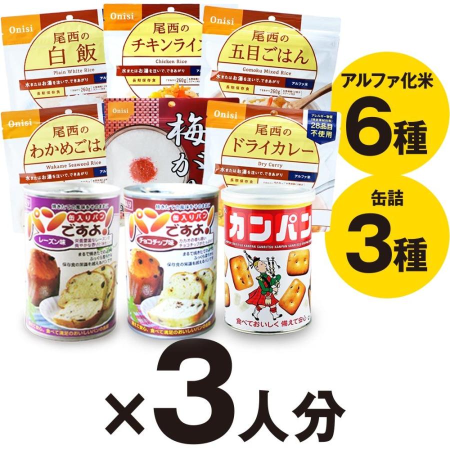 69%OFF!】【69%OFF!】非常食 セット 3日分 3人用 (27食 備蓄 食料 5年保存) 避難生活用品 3人*9食 27食 3日分 10年 保存食 3日間食糧セット 20年以上の実績 7品目 9缶 のバラエティセット