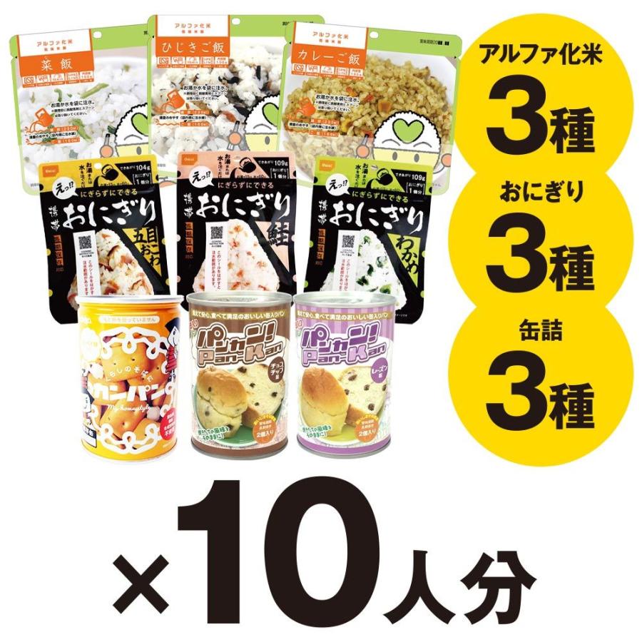 非常食 セットB 10人用 3日分（90食）（防災セット 防災用品 保存食 アルファ米 カンパン パン）｜bousaikeikaku｜02