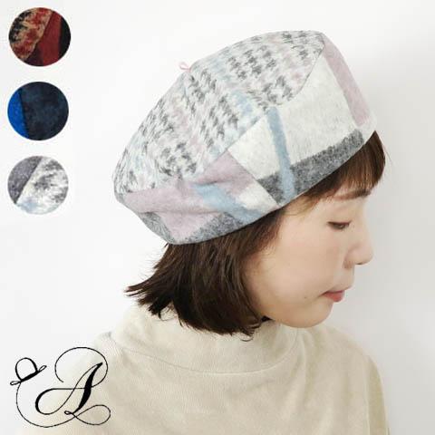 ベレー帽 柄ベレー 千鳥格子 モンドリアン マペル イタリー メンズ