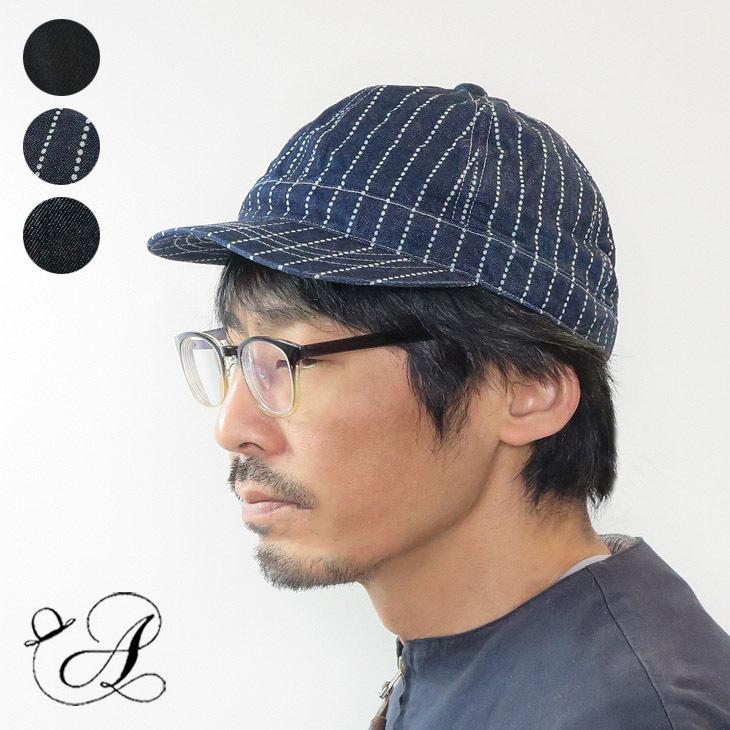帽子 キャップ デニム インディゴ ブラック ワーク アンパイアキャップ