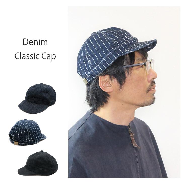 帽子 キャップ デニム インディゴ ブラック ワーク アンパイアキャップ