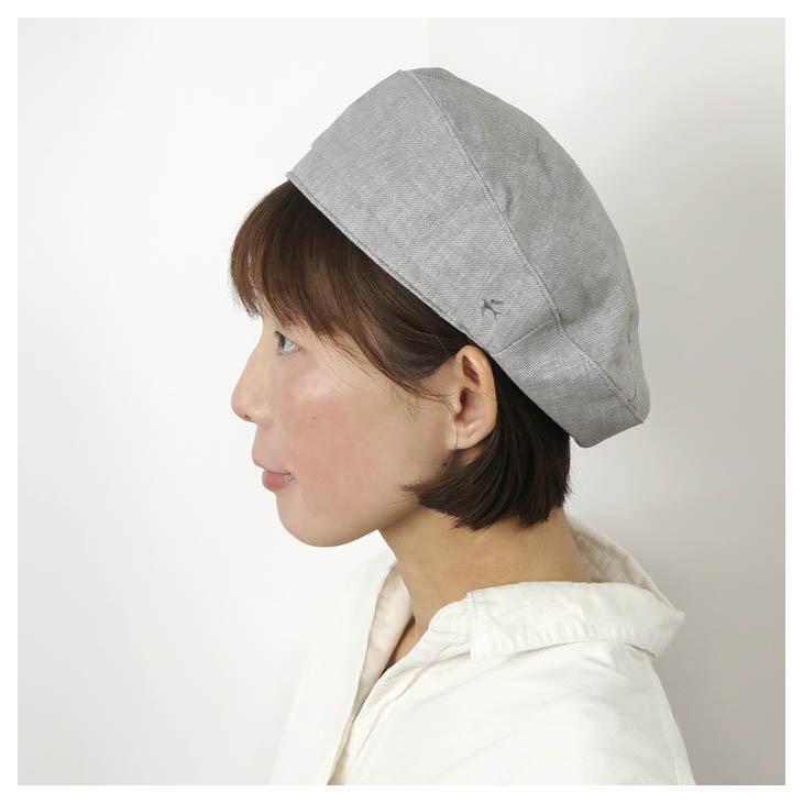ベレー帽 春物 シャンブレー リネン シンプル グレー ライトグレー