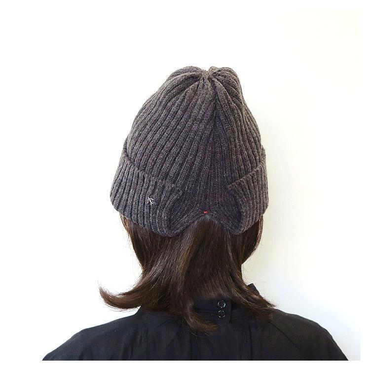 後ろスリット ニットキャップ リブ ニット帽 ウール アクリル