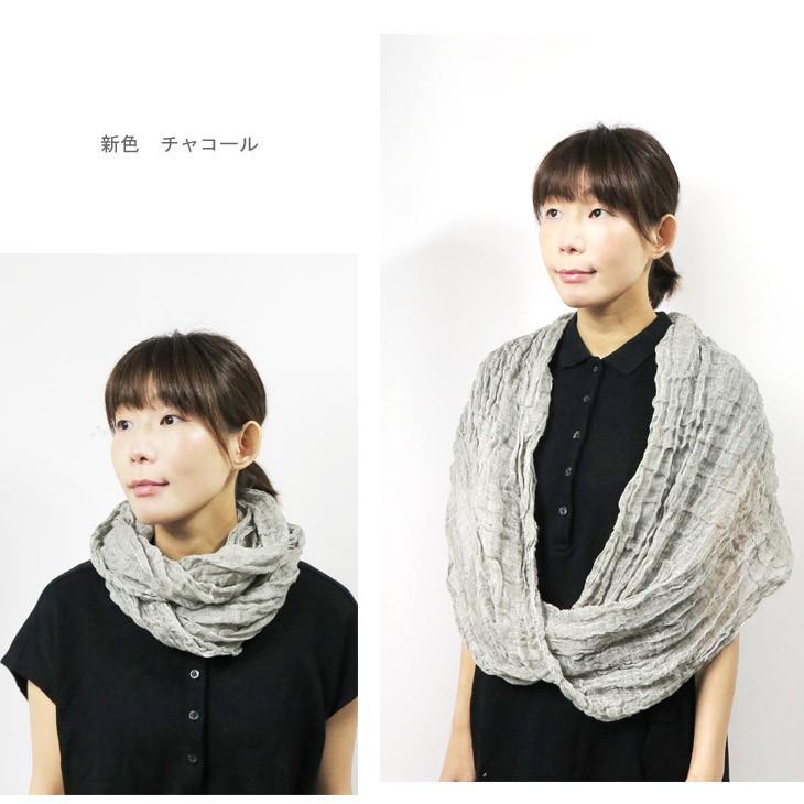 ファッション小物 天日干しリネンガーゼ スヌード ショールタイプ 亜麻色