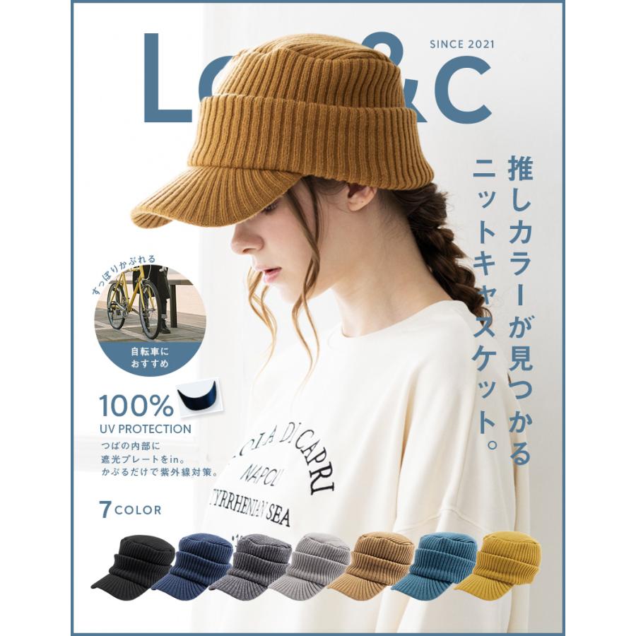 Loo＆c キャスケット 帽子 レディース 大きいサイズ リブ ニット帽
