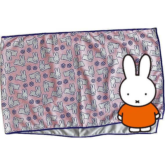 専用❤みかん♥もっちりニット★ひんやり冷感タオル♥ラメうさぎピンク ミッフィー うさぎと花 ポーチ付き UVクールタオル 総柄/夏/ひんやり