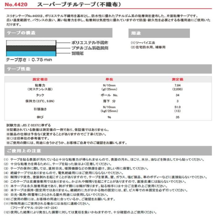 スリオンテック マクセル ブチルテープ NO.4420 幅100mm 20m巻 8巻箱 