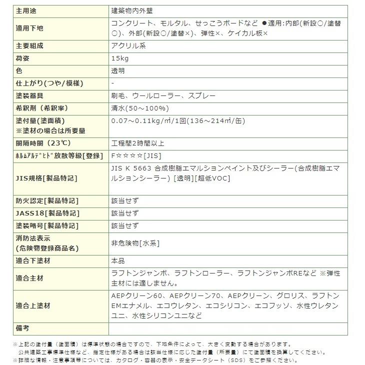 AEPクリーンシーラー aep塗装 スズカファイン 透明 15kg缶 アクリルエマルジョンペイント 水性塗料 917｜bousui-must｜02