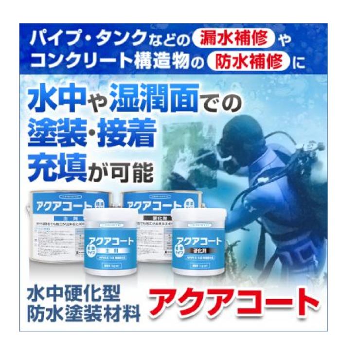 ヘルメチック アクアコート 1kgセット 水中硬化型防水塗装材料 標準 