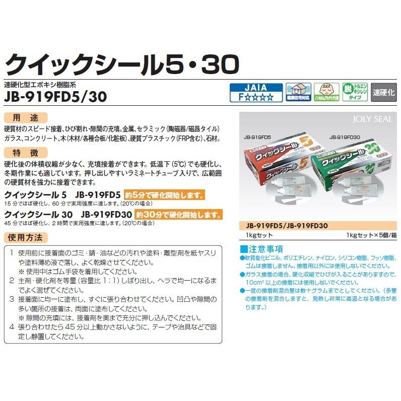 クイックシール5 アイカ ジョリシール JB-919FD5 1kg 5セット箱 可使時間5分タイプ エポキシ樹脂 ひび割れ 隙間充填 AICA - 4