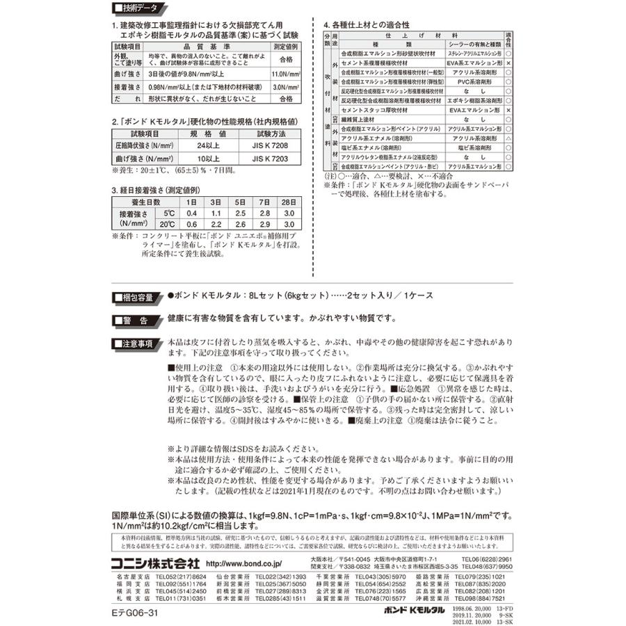 セット販売 コニシ ボンド Kモルタル 8Lセット (6kg) ユニエポ セット販売 コニシ ボンド Kモルタル 8Lセット (6kg) ユニエポ