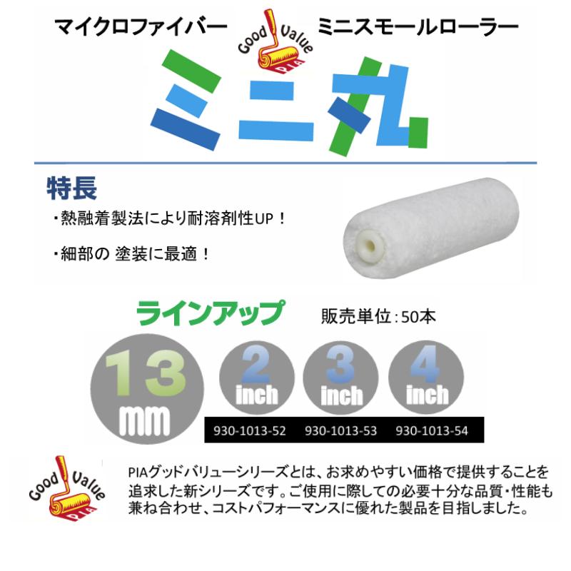 pia ミニスモールローラー ミニ丸 2インチ 13mm 930-1013-52 50本箱