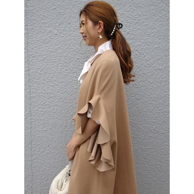 デュアルヴュー ラッフルスリーブコート ブラック DUAL VIEW DUAL VIEW（デュアルビュー） DUAL VIEW(デュアルヴュー) 秋冬70％OFF