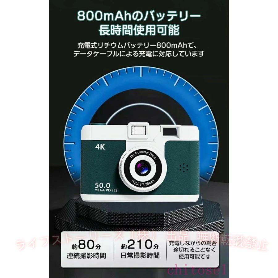 レトロカメラ 5000万画素 4K録画 2.8インチ大画面 ミニカメラ かわいい