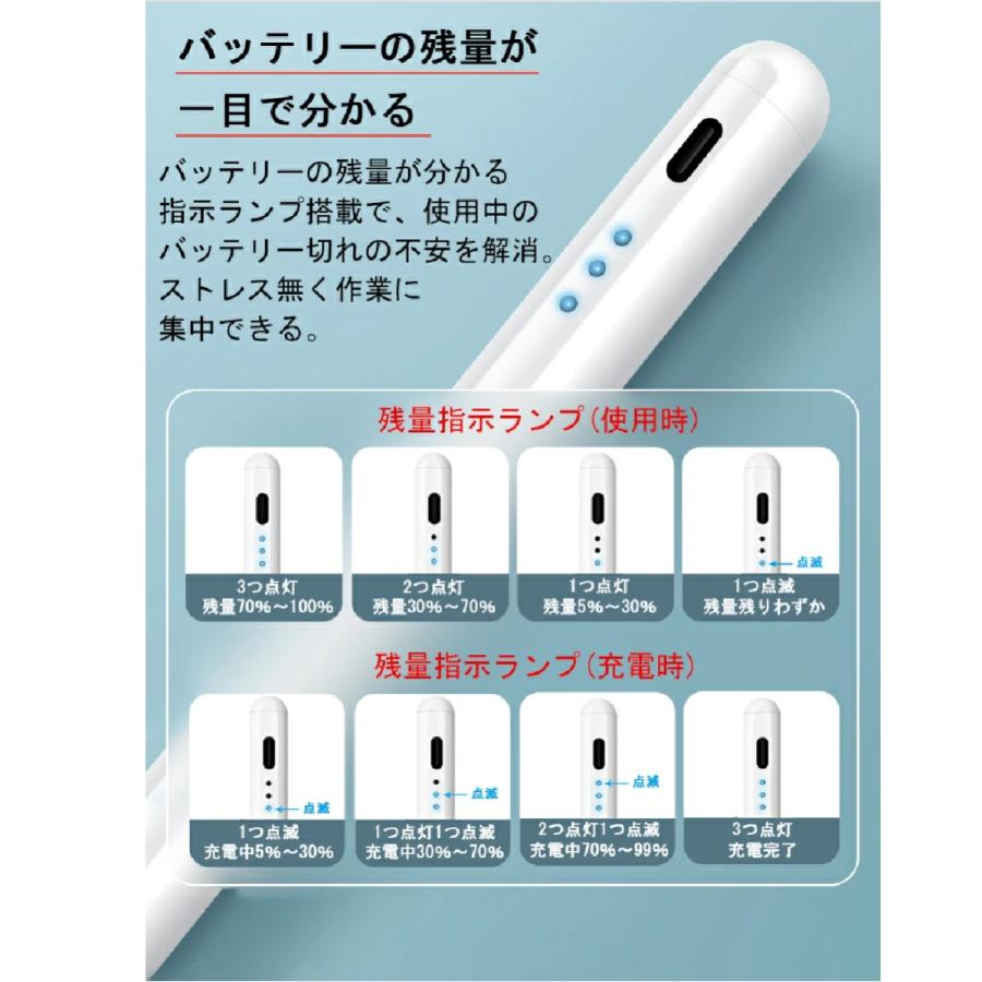 タッチペン iPad ペンシル 極細 スタイラスペン iPad 第9世代 mini6 Air4 Pro 11 12.9インチ 超高感度 Type-C充電 磁気吸着 | ブランド登録なし | 15