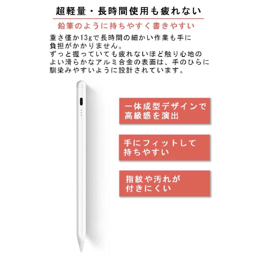タッチペン iPad ペンシル 極細 スタイラスペン iPad 第9世代 mini6 Air4 Pro 11 12.9インチ 超高感度 Type-C充電 磁気吸着 | ブランド登録なし | 16