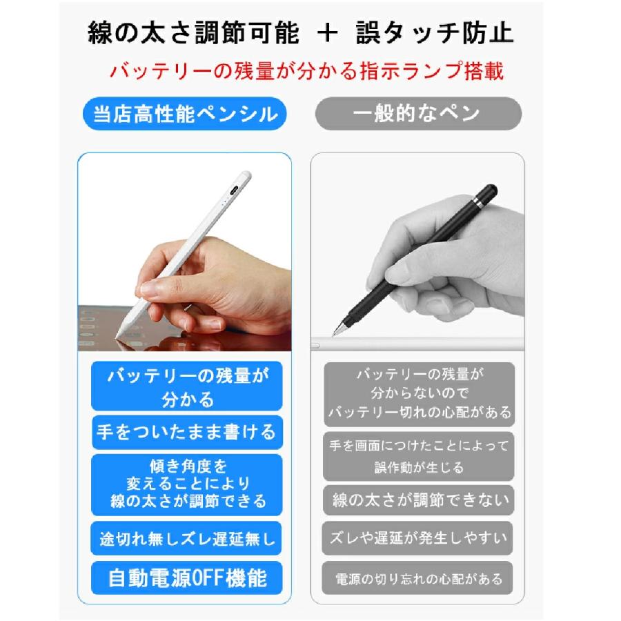 タッチペン iPad ペンシル 極細 スタイラスペン iPad 第9世代 mini6 Air4 Pro 11 12.9インチ 超高感度 Type-C充電 磁気吸着 | ブランド登録なし | 03