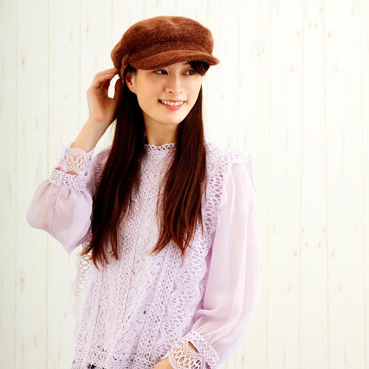 マリン キャスケット レディース 帽子 ベロアモールマリンCAP 秋冬