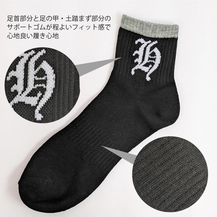 靴下 メンズ 6足セット 夏 黒 白 グレー ハーフ丈(ミドル丈) ソックス