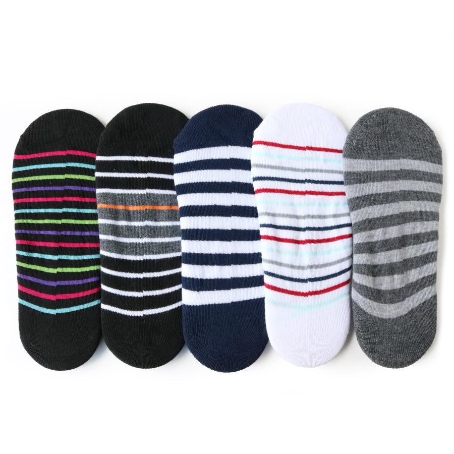 靴下 メンズ 5足セット 夏用 フットカバー くるぶし ソックス ボーダー柄 かかと滑り止め付きで脱げにくい デッキシューズなどにピッタリ おしゃれ |  | 02