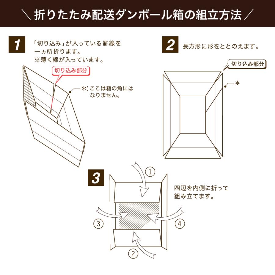 ダンボール 段ボール箱 宅配 140 サイズ 引越し用 10枚セット二つ折り｜boxbank｜05