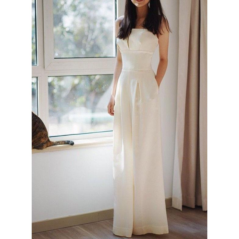 ウエディングドレス パンツドレス かっこいい 結婚式 二次会 ドレス 花嫁 ベアトップ ノースリーブ ハイウエスト 袖なし 大きいサイズ 3l かっこいいパンツドレ Cyjg8xsnzx Www Familyontour De