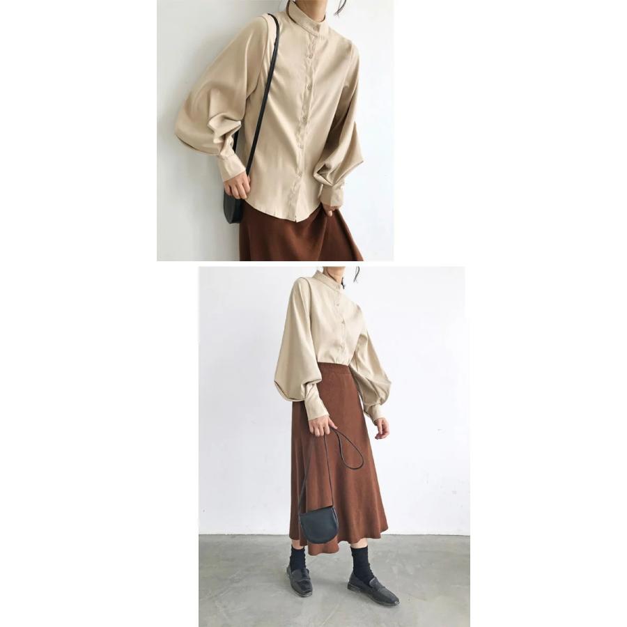 メンズファッション 22発売 バルーンスリーブ クルーネックブラウス トップス カットソー ホワイト ブラック ベージュ スモーキーブルー セクシー 長袖シャツ Xhzfe95iim Www Tritop Com Br