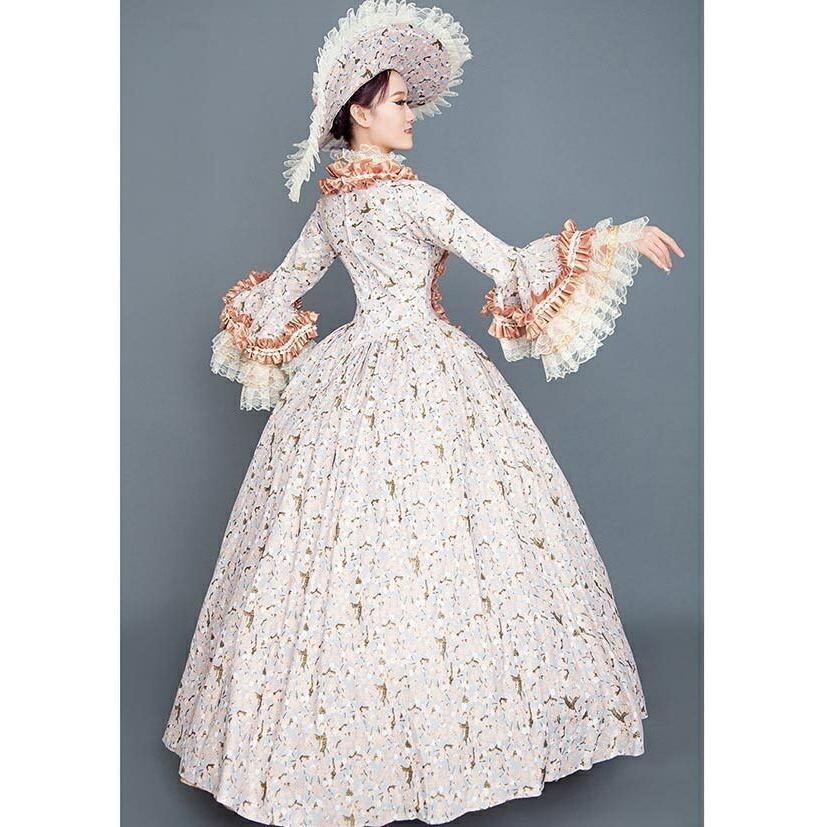 お買い得品 ロングドレス 貴族ドレス お姫様ドレス 中世ヨーロッパ 袖あり パフスリーブ 長袖 ラフカラー 貴族風 貴婦人 帽子付き 演奏会 舞台衣装 ゴージャス 声楽 オペラ イベント プリンセスライン ワンピース 撮影 Aライン フリル コスプレ S M L Xl 紫 Fucoa Cl