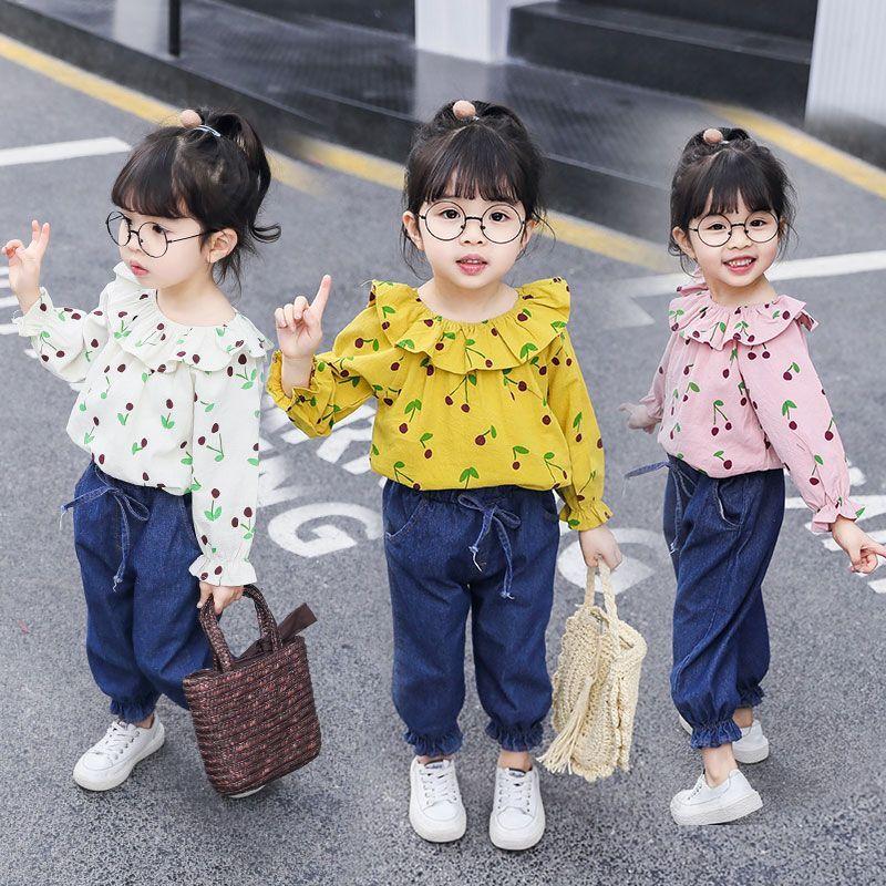 韓国ファッション 女の子 2点セット ベビー シャツ パンツ ブラウス ズボン ボトムス デニムパンツ 子供服 キッズ服 Baby セットアップ上下セッ Sw0510c Boxi 通販 Yahoo ショッピング