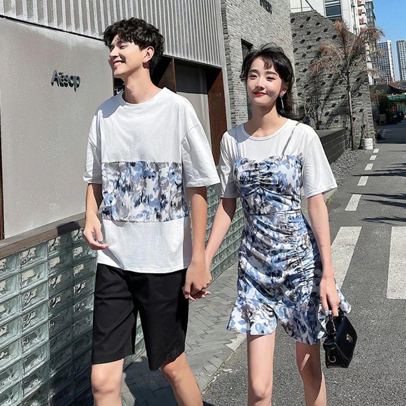 ペアルック カップル ワンピース ペアtシャツ 夫婦 恋人 夏 ペアルックカップル ペアお揃い 半袖 夏 カップル お揃い 服 レディース メンズ 男女 ペア カップル Sw0601c0517 Boxi 通販 Yahoo ショッピング