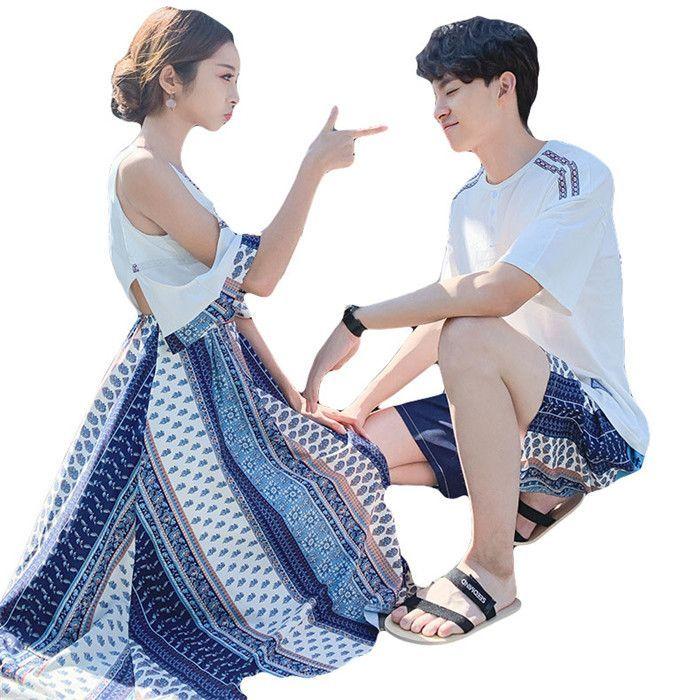 カップル ペアtシャツ ペアルック ボヘミア風 ワンピース 韓国 キャミワンピ 男上下セット ペア Tシャツ お揃い 夏 サマー コーデ カップルお揃い オシャレ 夫婦 Sw0601d0315 Boxi 通販 Yahoo ショッピング