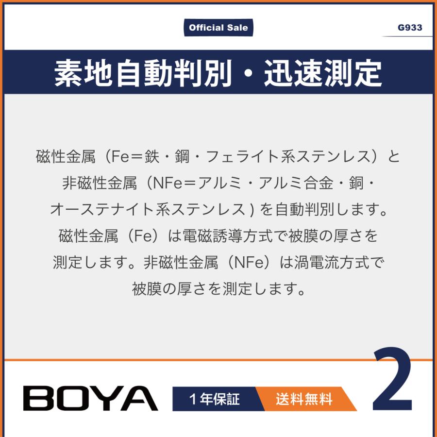 BOYA 塗装膜厚計 デジタル膜厚計 塗膜計 鉄系非鉄系 中古車判定 膜厚計 塗装 ペイント作業 点検用 塗膜厚計 日本語取扱説明書 正規品 G933｜boyajapantool｜09