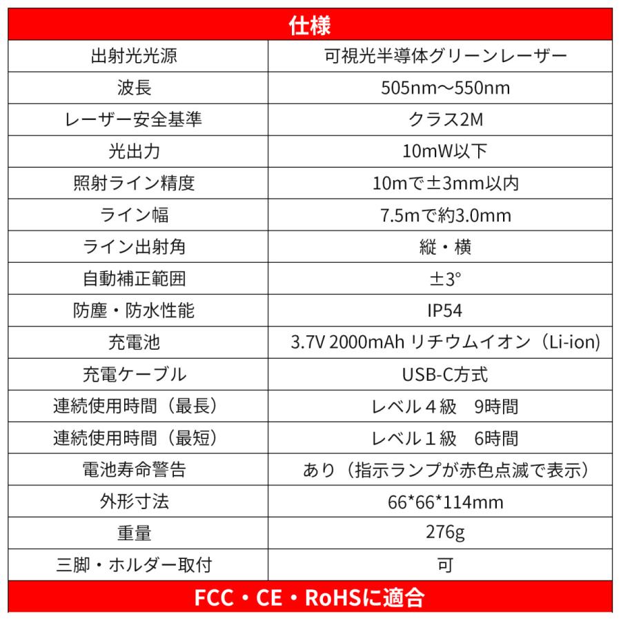 BOYA レーザー墨出し器 グリーンレーザー 5ライン 縦 横全周 収納ケース付き クロスライン 水平器 クラス2 日本語取扱説明書 正規品 T52｜boyajapantool｜14