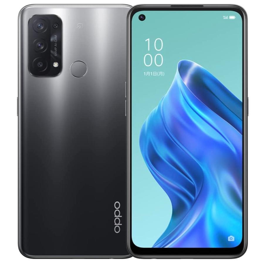 OPPO Reno5 A シルバーブラック 5G SIMフリー版 大画面 急速充電 長持ちバッテリー 4眼カメラ 高性能カメラ おサイフケータイ FeliCa 防水防塵 IP68｜bozu