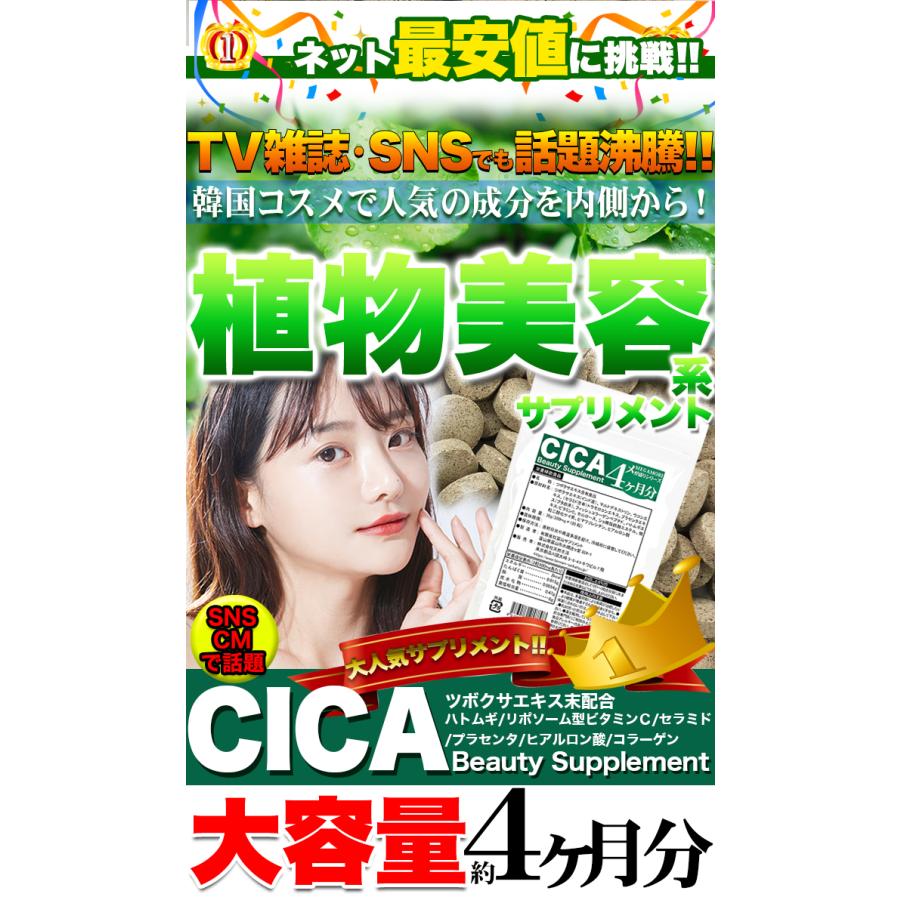 話題の美容成分 シカ 配合 サプリ メガ盛り CICAビューティー 