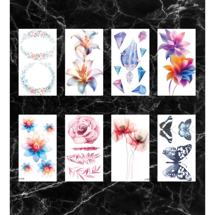 タトゥーシール 20枚セット タトゥ 和柄 蝶 花 動物 ２週間 肩 腕 背中 手首 足 指 顔 翼 羽 猫 薔薇 子供 メンズ ボディペイント 防水 |  | 12