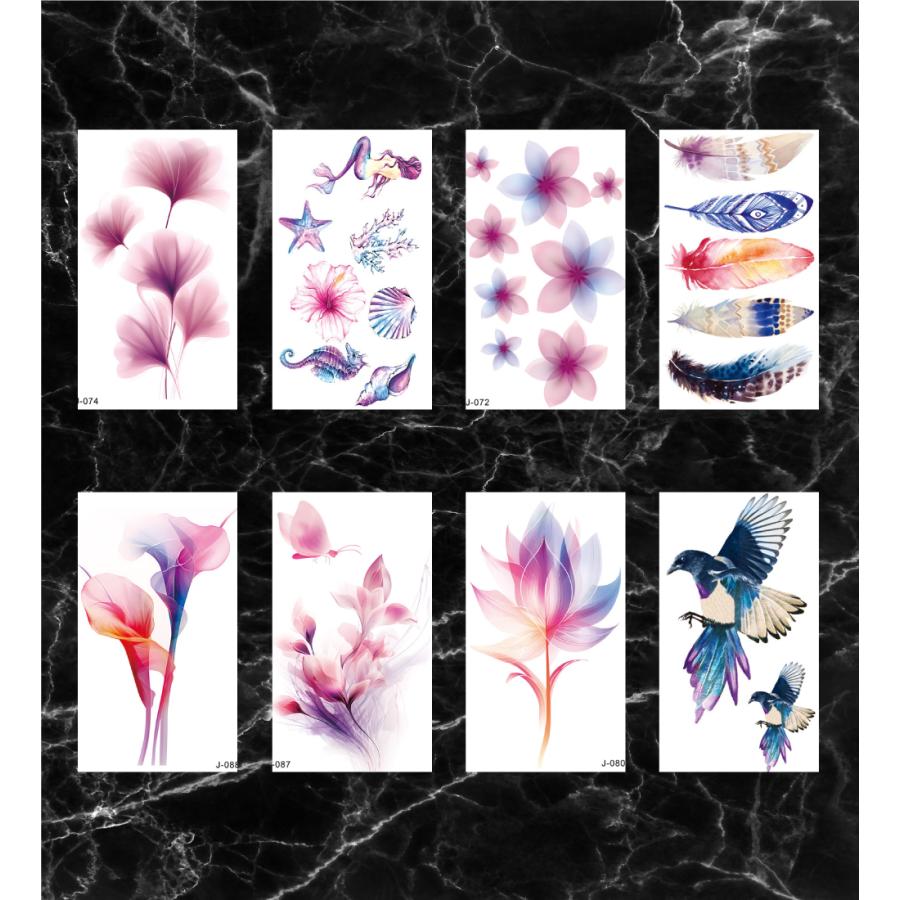 タトゥーシール 20枚セット タトゥ 和柄 蝶 花 動物 ２週間 肩 腕 背中 手首 足 指 顔 翼 羽 猫 薔薇 子供 メンズ ボディペイント 防水 |  | 14