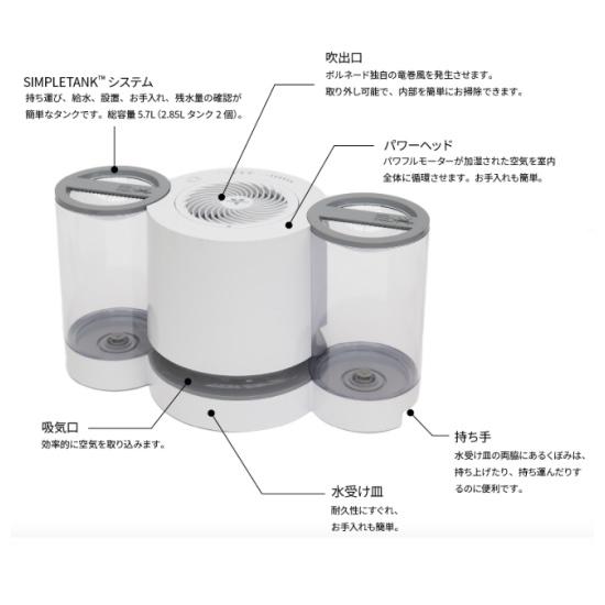 VORNADO ボルネード 気化式加湿器 サーキュレータ搭載 ホワイト EV200
