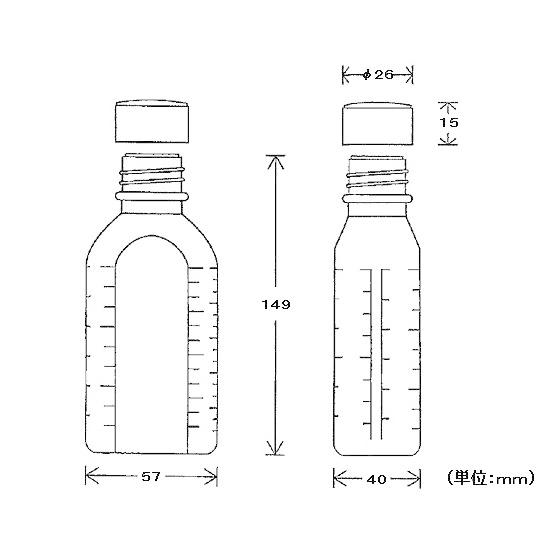 ケーエム化学 B型投薬瓶（未滅菌） 200mL 100本入 B-200(105